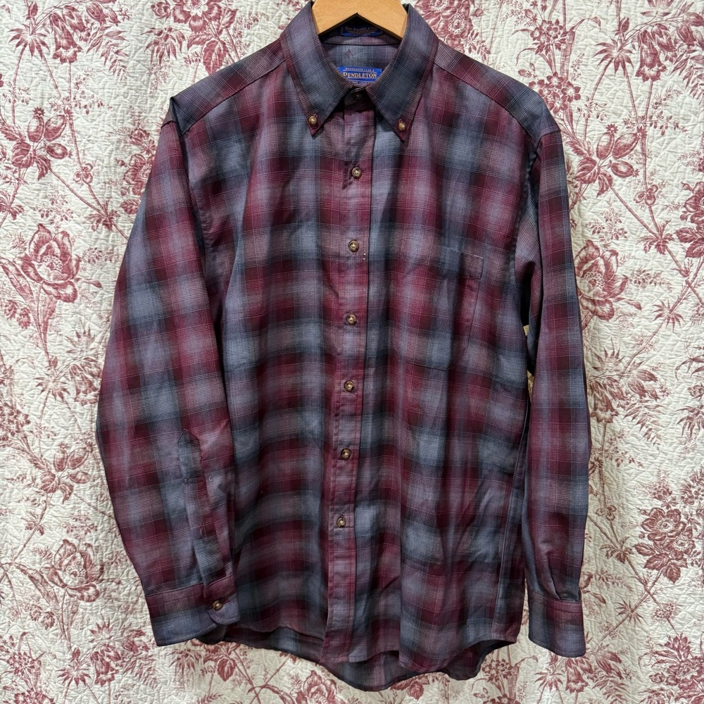 Pendleton 100% Wool Plaid Button Down Shirt Mens M